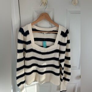 Maurices Black and Cream Striped Sweater